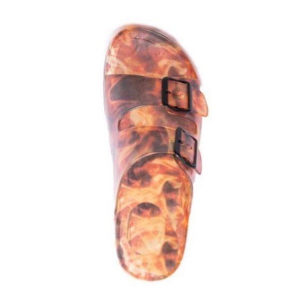 !! EXCLUSIVE !! Double Buckle Carmel Mix Slides - Picture 4 of 4